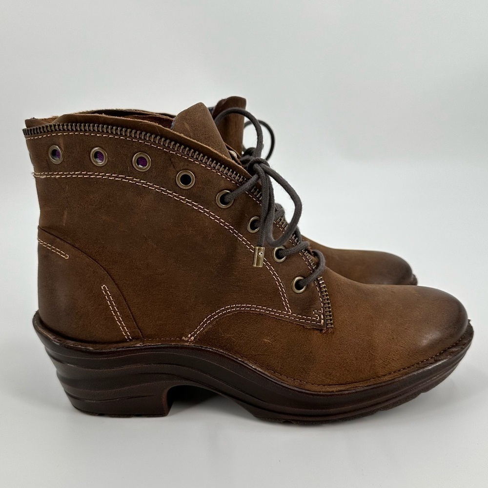 Bionica NWT Rangley Brown Leather Lace Up Bright Interior Detailed Boots Size 8M - Picture 4 of 16